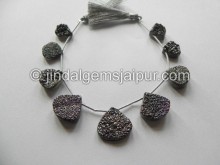 Platinum Druzy Faceted Heart Shape Beads
